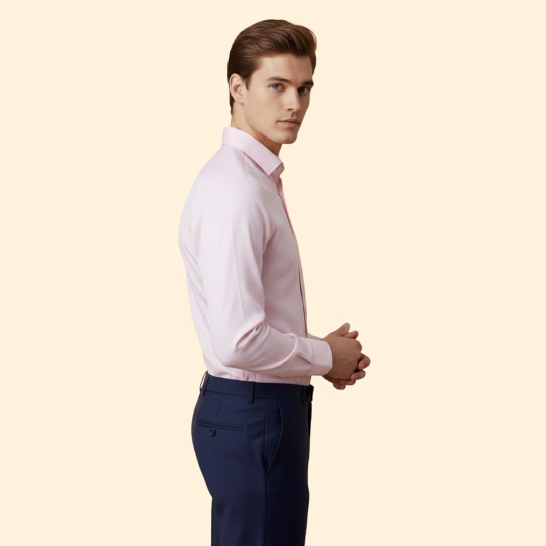 Men's Long Sleeve Shirt with Collar and Button Placket