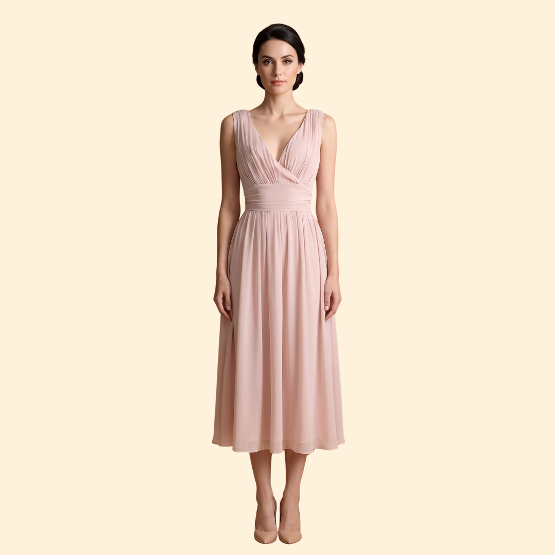 Women's V-Neck Midi Dress