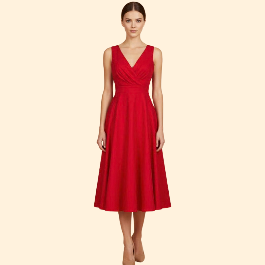 Women's V-Neck Midi Dress