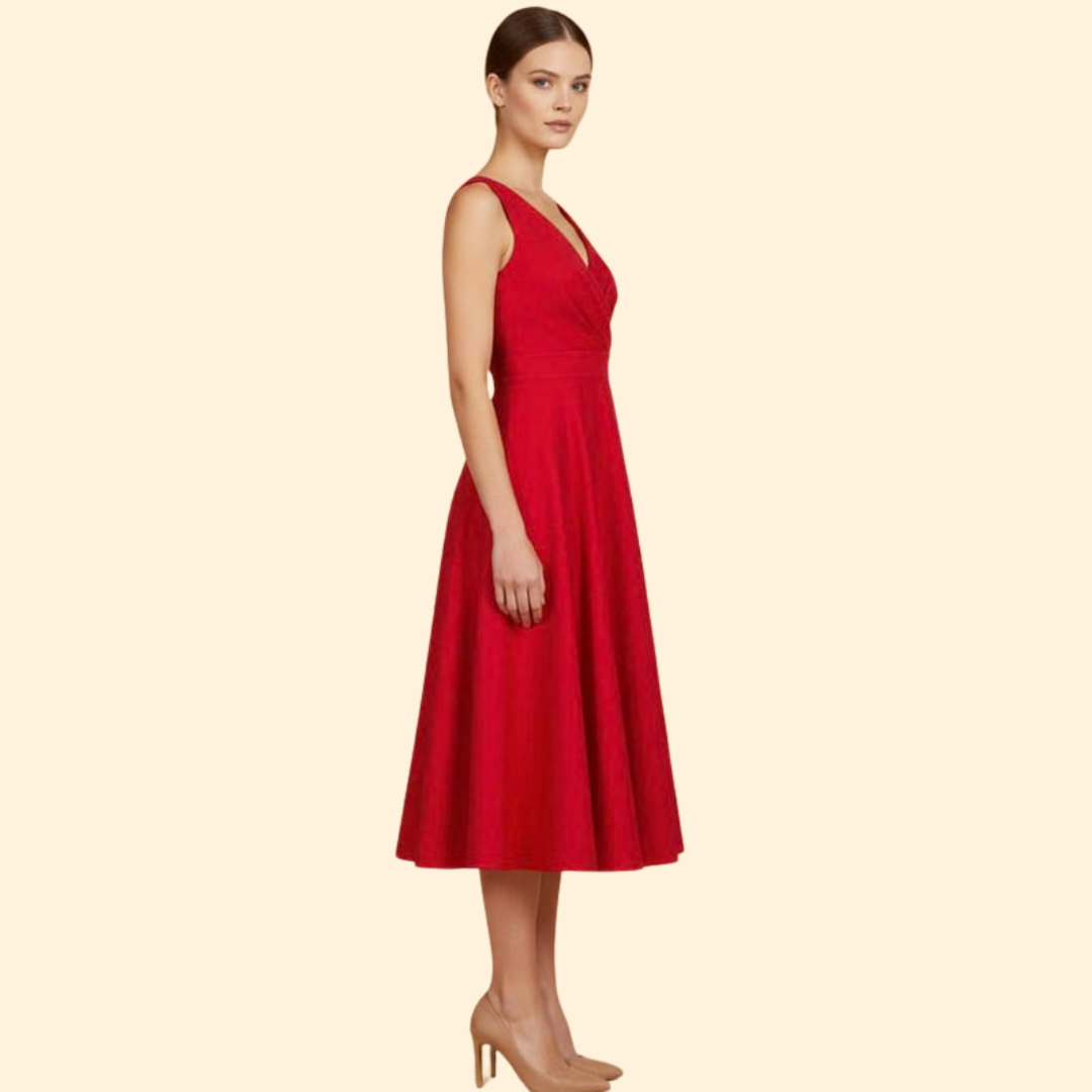 Women's V-Neck Midi Dress