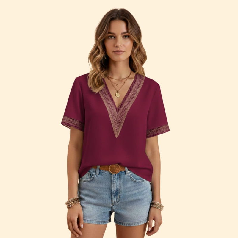 Women's Elegant V-Neck Top