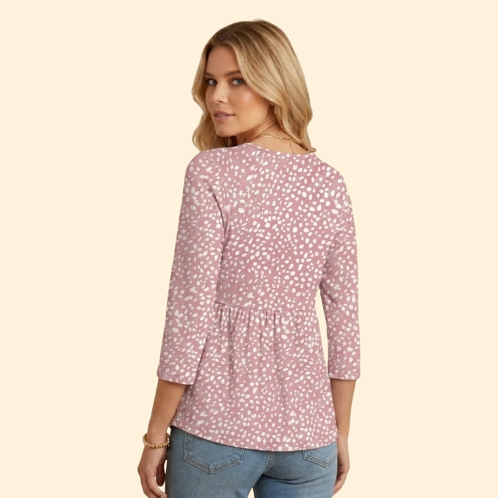 Women's V-neck pleated ruched V-neck tee with Gathered Front for Summer