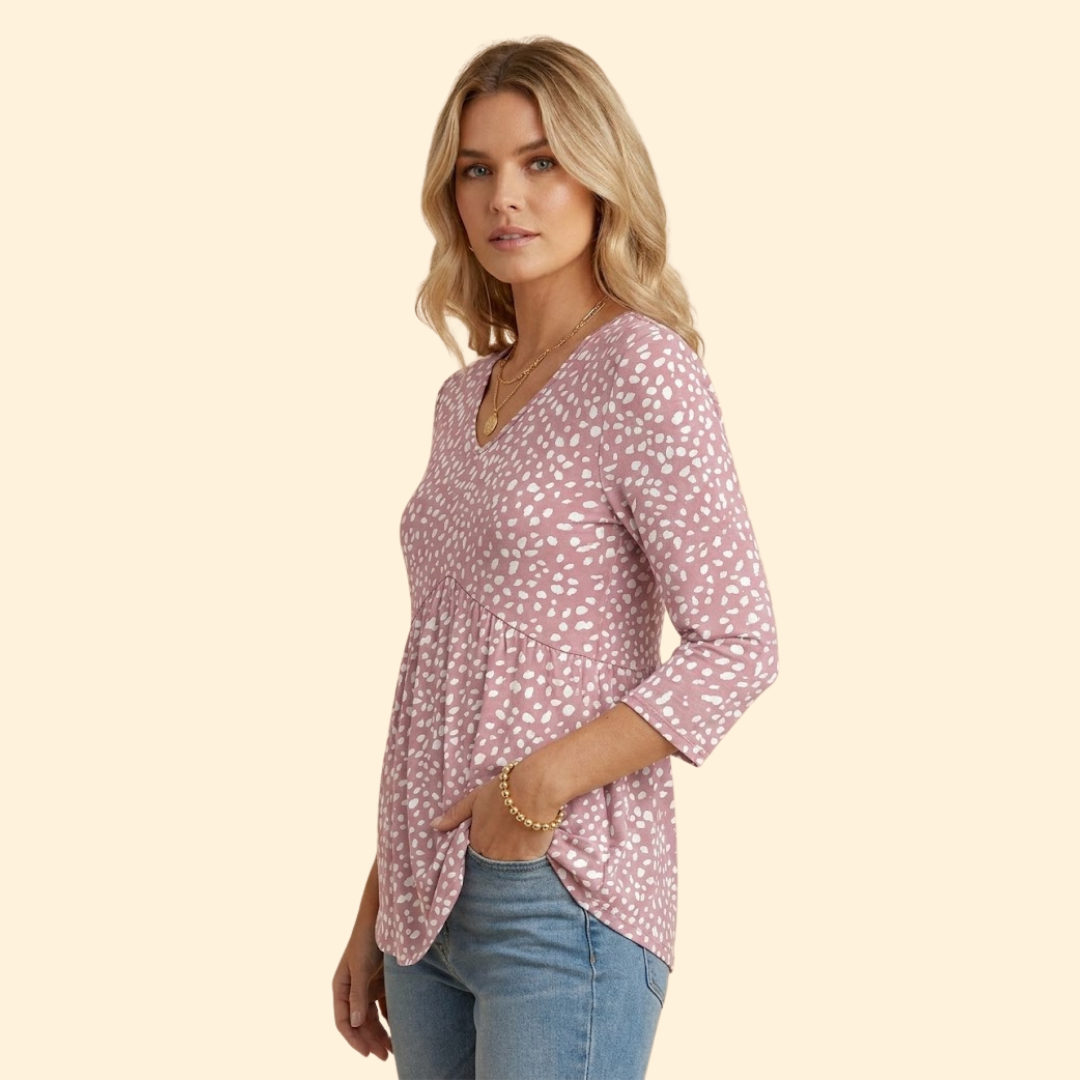 Women's V-neck pleated ruched V-neck tee with Gathered Front for Summer