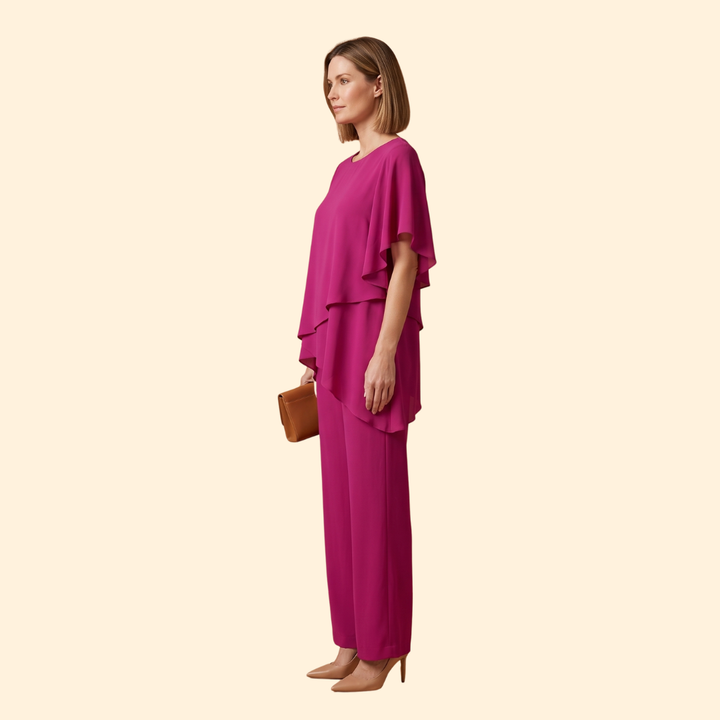 Women co-ord set 2-piece loose-fit top wide-leg trousers Summer