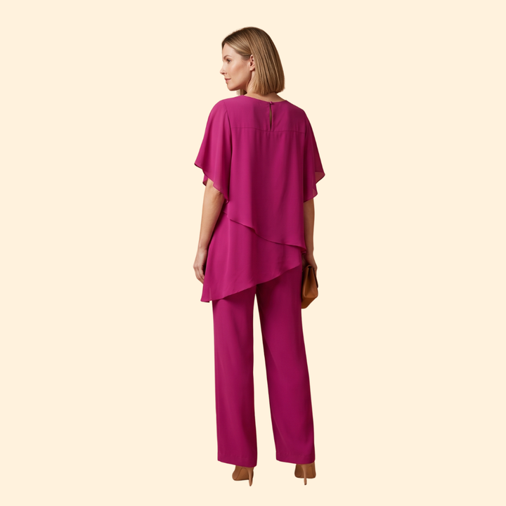 Women co-ord set 2-piece loose-fit top wide-leg trousers Summer
