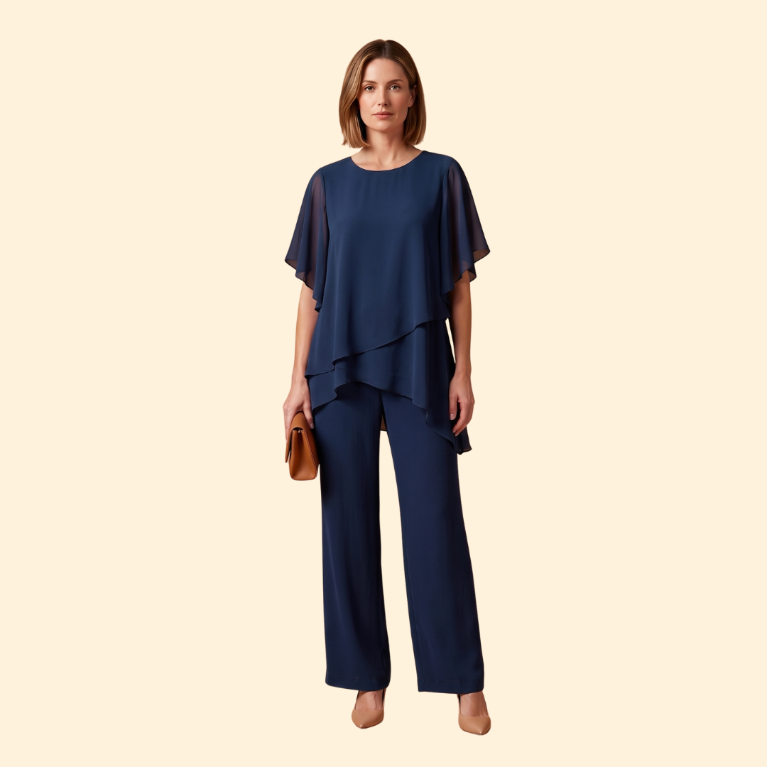 Women co-ord set 2-piece loose-fit top wide-leg trousers Summer